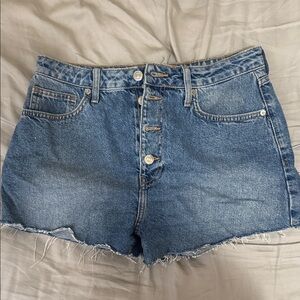 Forever 21 Blue Jean Shorts with Frayed Hem